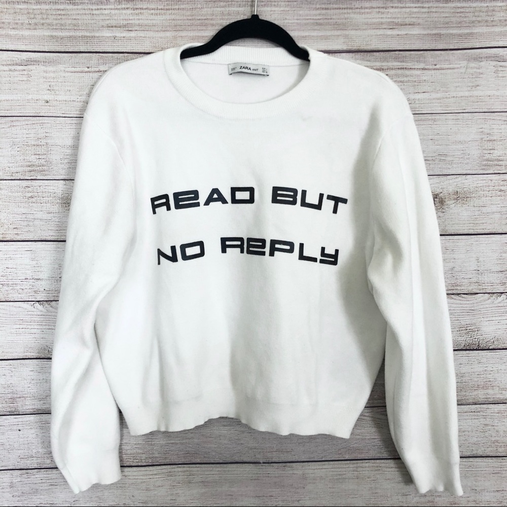 Zara Knit White Pullover Sweater Sweatshirt